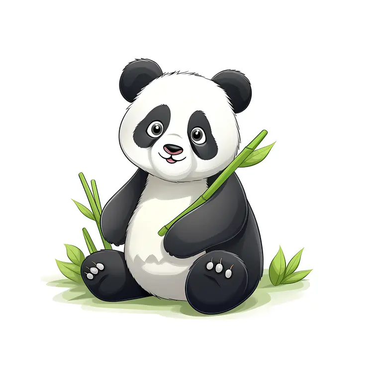 Adorable Panda Holding Bamboo