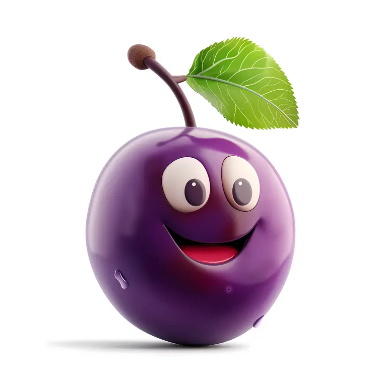 Smiling Purple Plum Cartoon Character