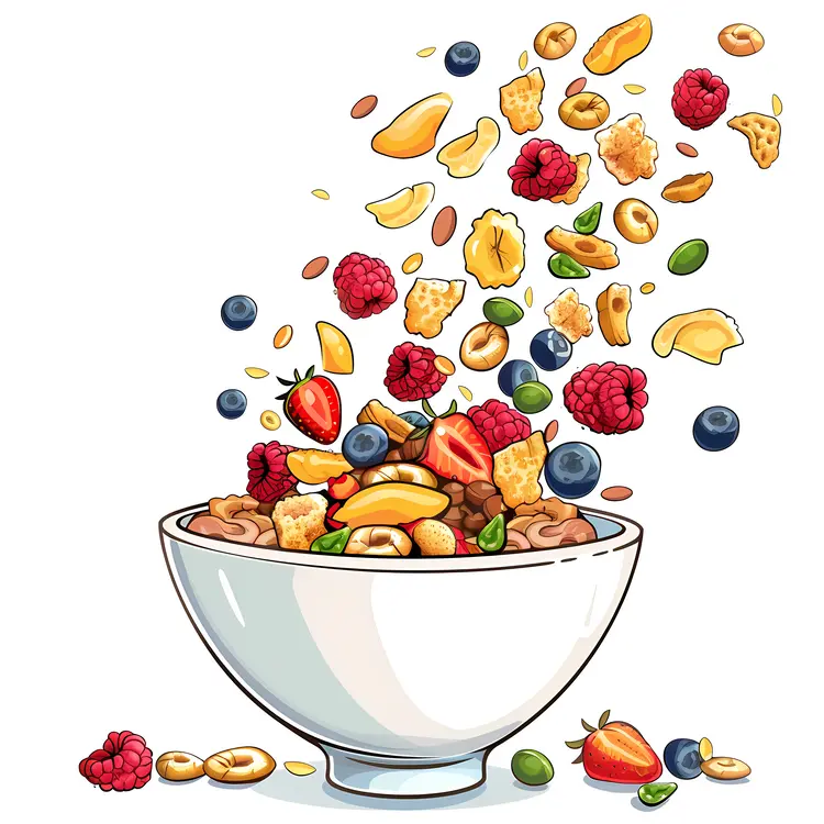 Healthy Fruit and Nuts in Bowl