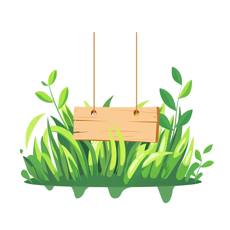 Wooden Sign Hanging Among Green Leaves