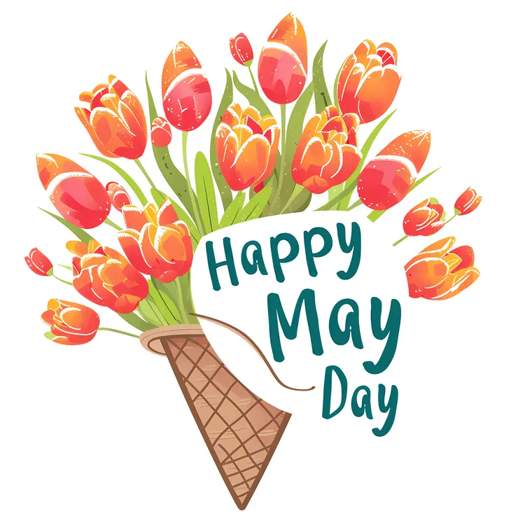 Happy May Day with Tulip Bouquet