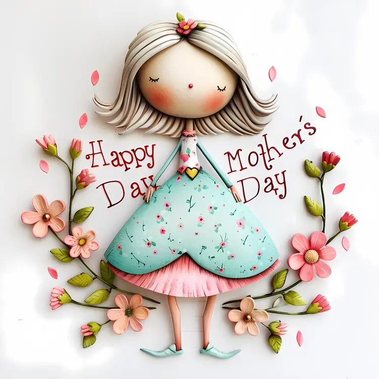 Cute Girl with Flowers for Mother's Day