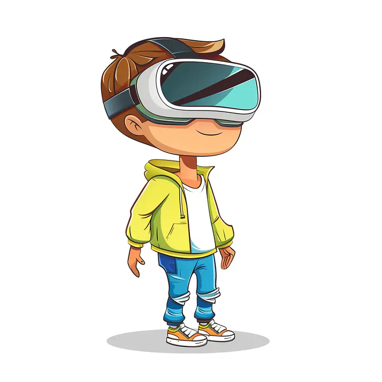 Boy with VR Headset in Yellow Jacket