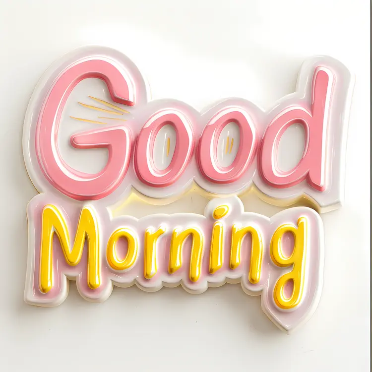 Pink and Yellow Good Morning Text Illustration