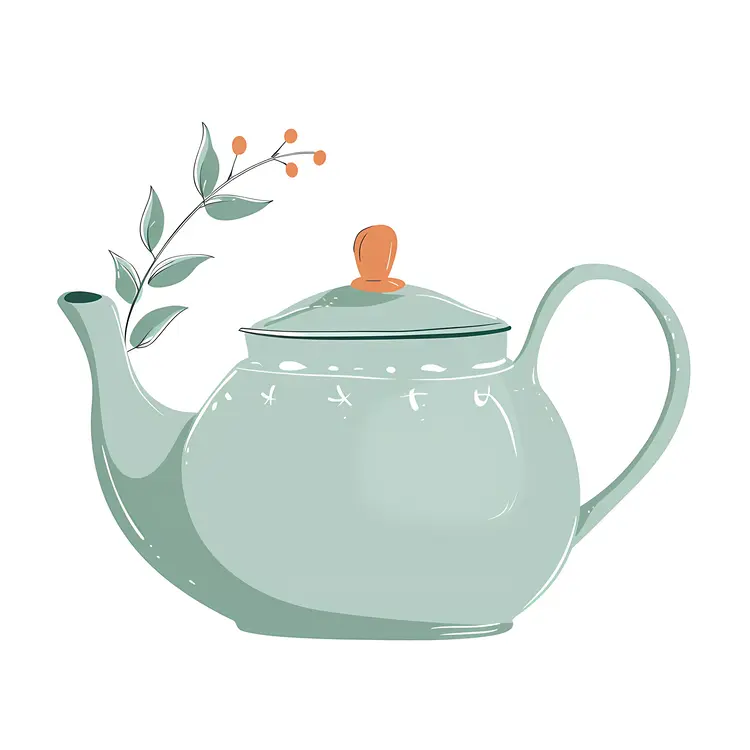 Green Teapot with Leaf Design