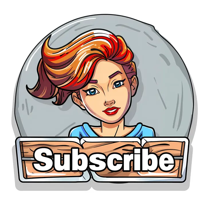 Cartoon Woman with Subscribe Sign