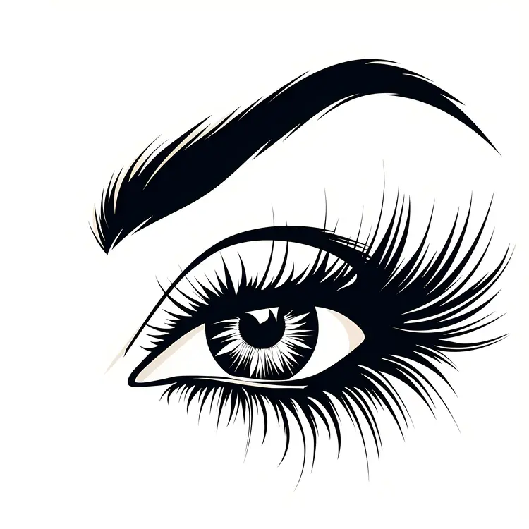 Detailed Illustration of an Eye with Long Eyelashes