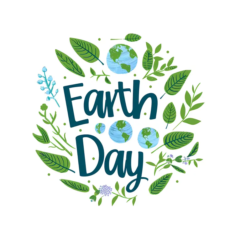 Earth Day with Leaves and Small Earths