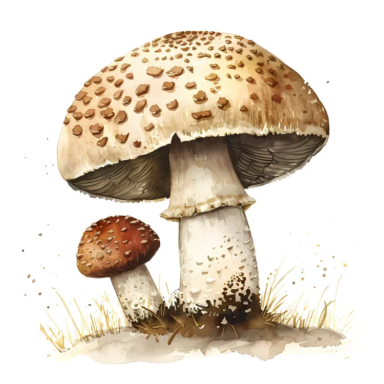 Illustration of Two Mushrooms