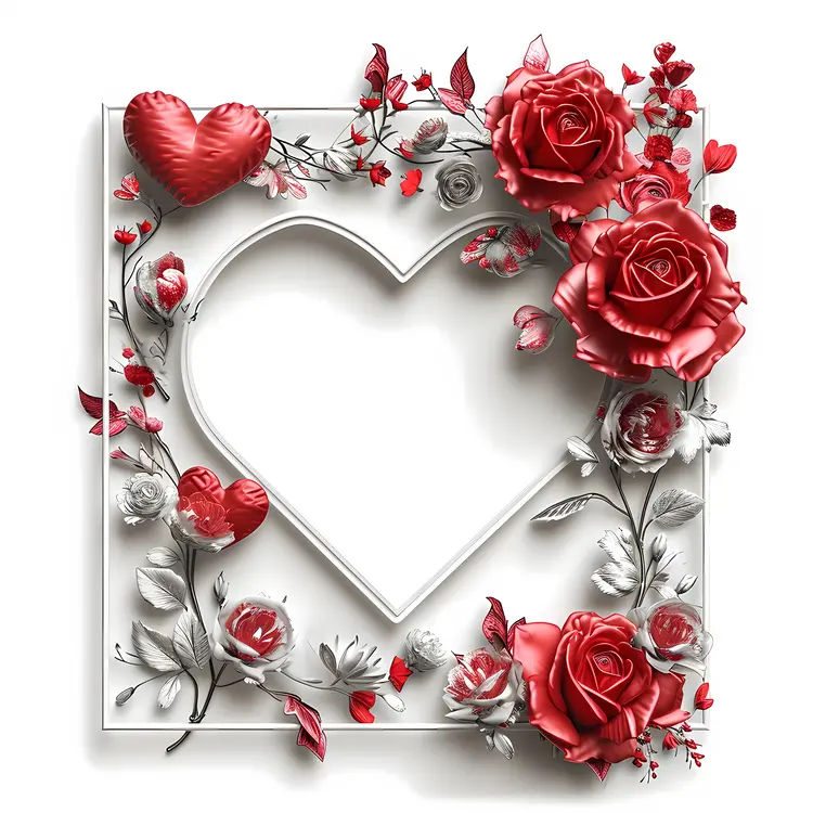 Heart and Roses Frame for Valentine's Day