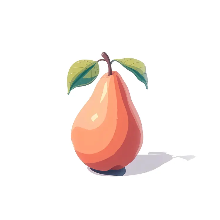 Orange Pear with Leaf Illustration