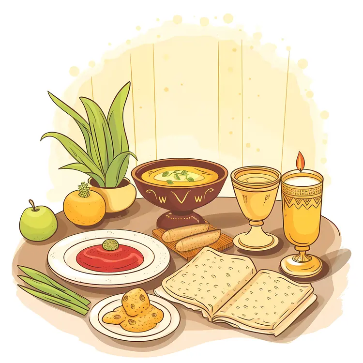 Dining Table with Soup and Bread
