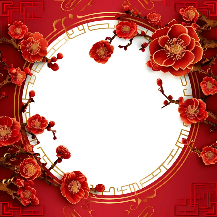 Red Flowers with Decorative Elements