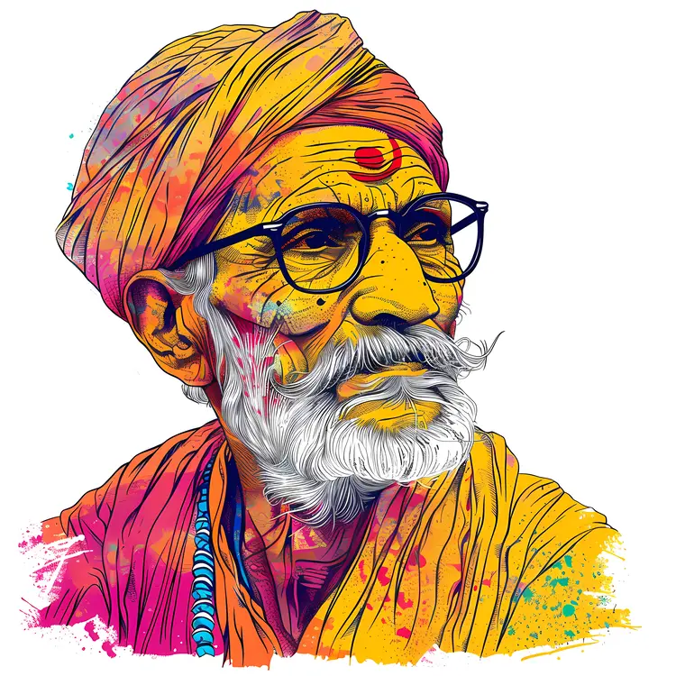 Colorful Portrait of an Elderly Man