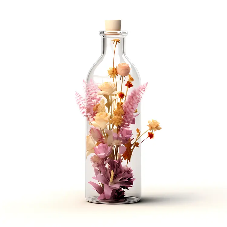 Delicate Flower Arrangement in Glass Bottle