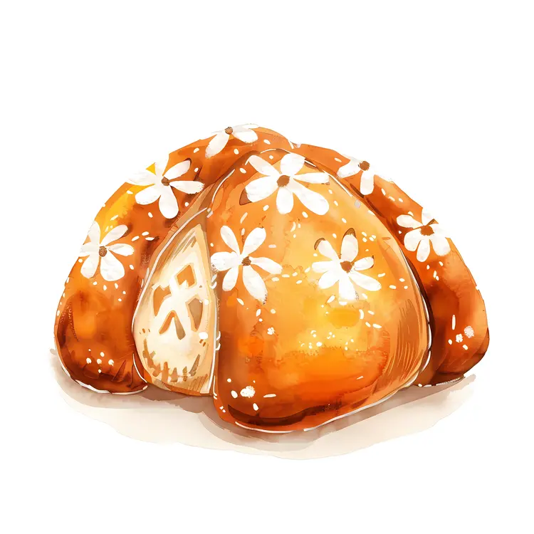 Decorated Bread with Floral Patterns