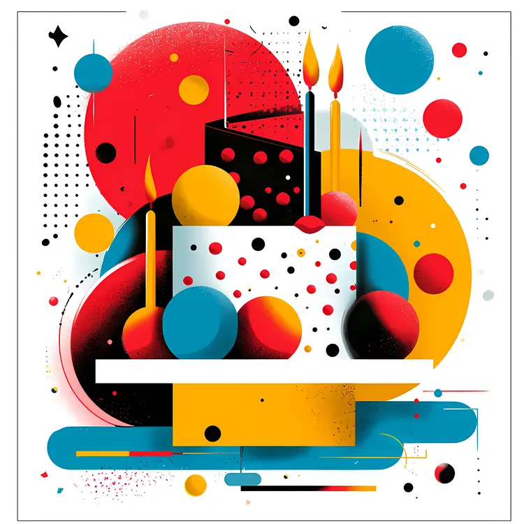 Colorful Abstract Cake with Multiple Candles