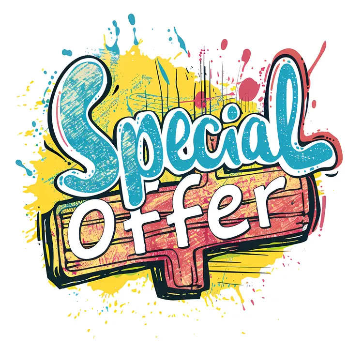 Artistic Special Offer Text with Paint Splashes