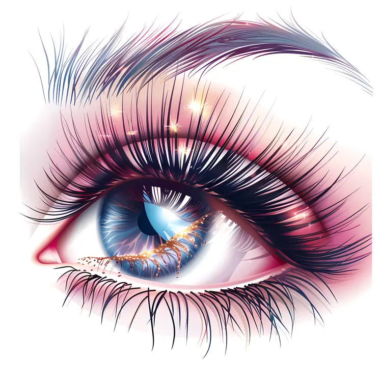 Colorful Eye Illustration with Long Eyelashes