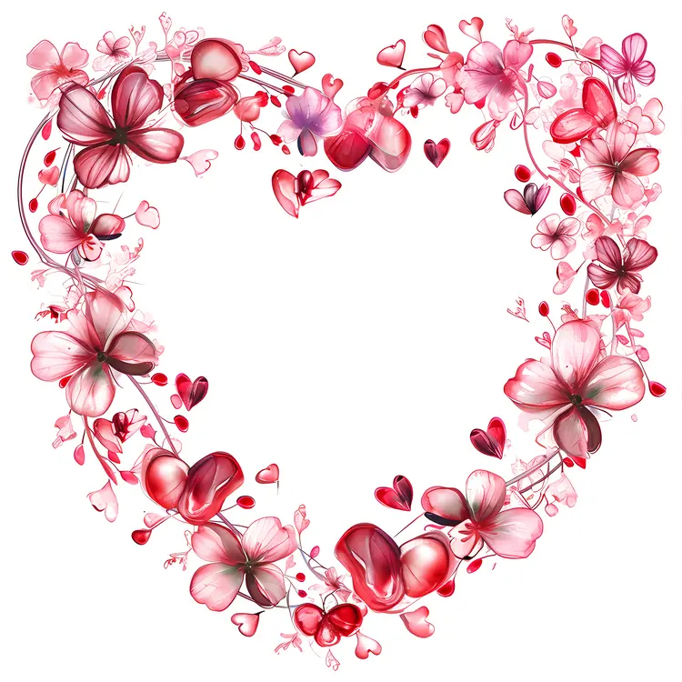Pink Floral Heart Frame for Valentine's Day