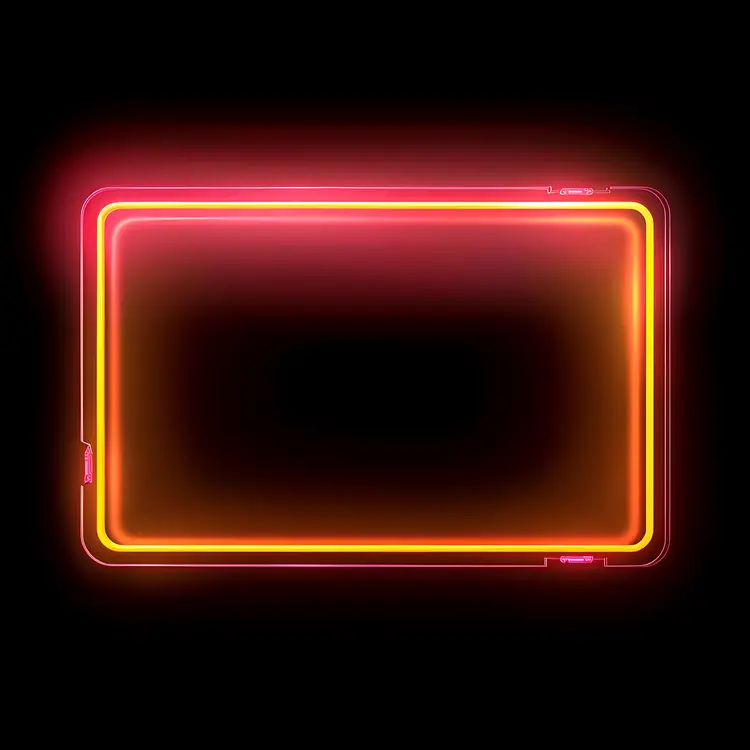 Neon Rectangle Frame with Red and Yellow Glow