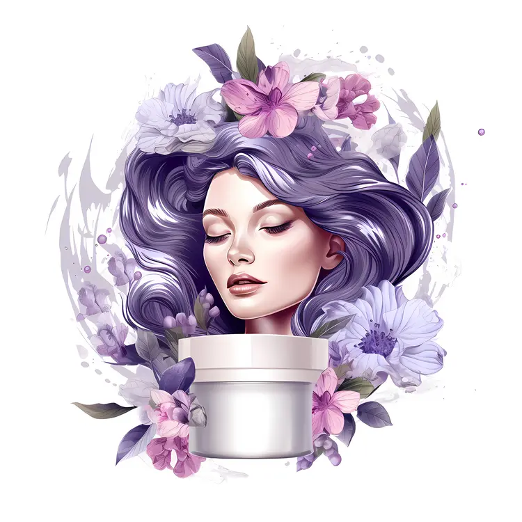 Woman with Flowers and Purple Hair