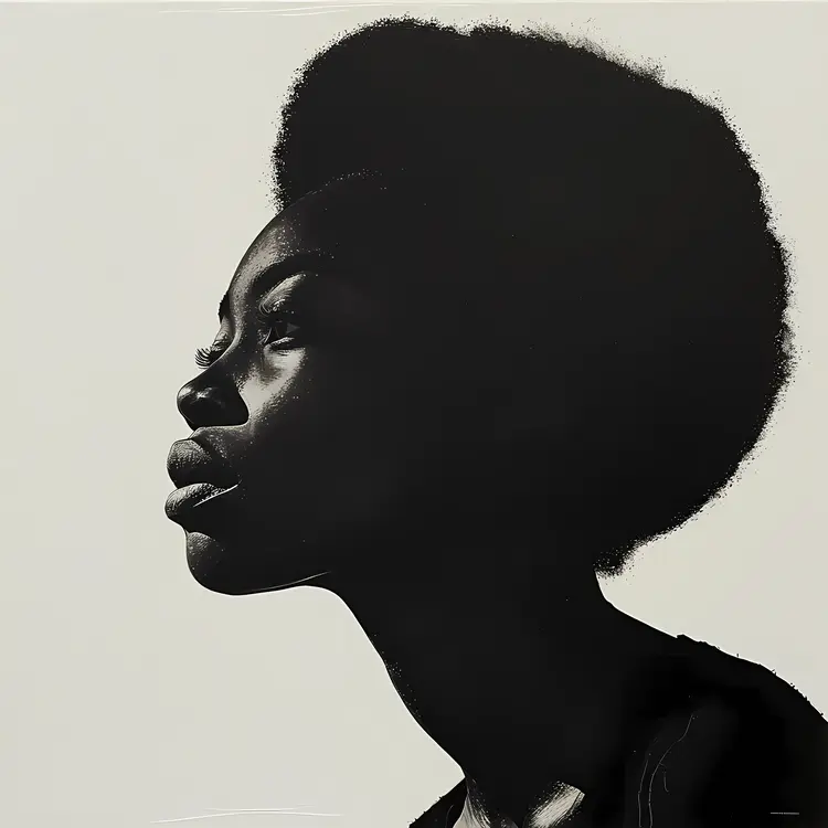 Artistic Silhouette of Woman with Afro Hair