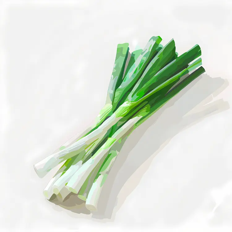 Green Onions Watercolor Art