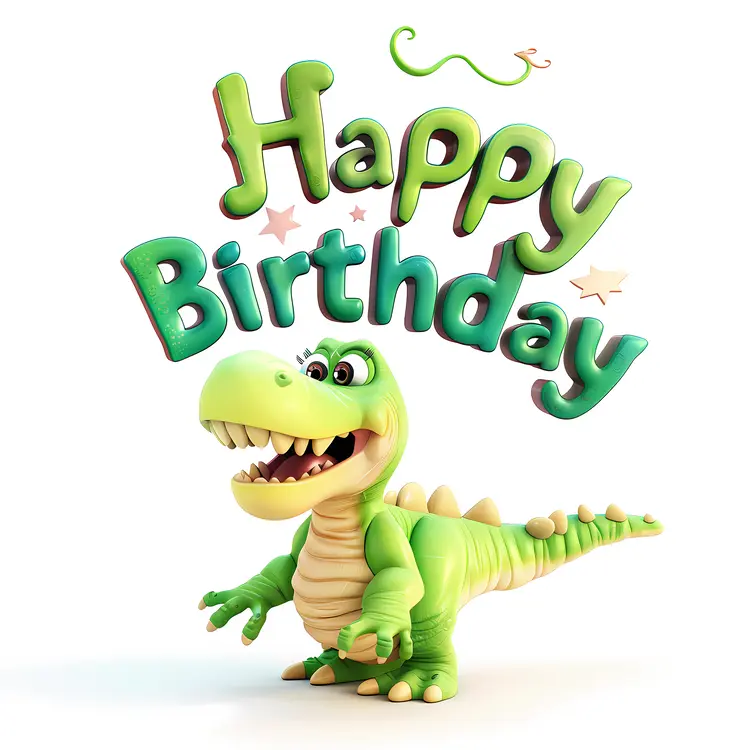 Happy Birthday with Green Dinosaur