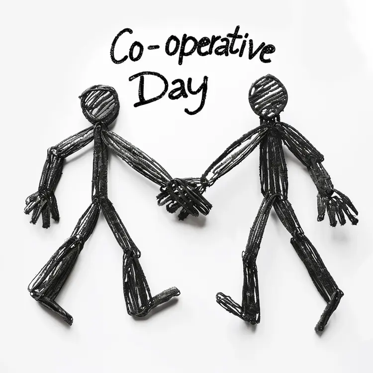 Black and White Cooperative Day Illustration