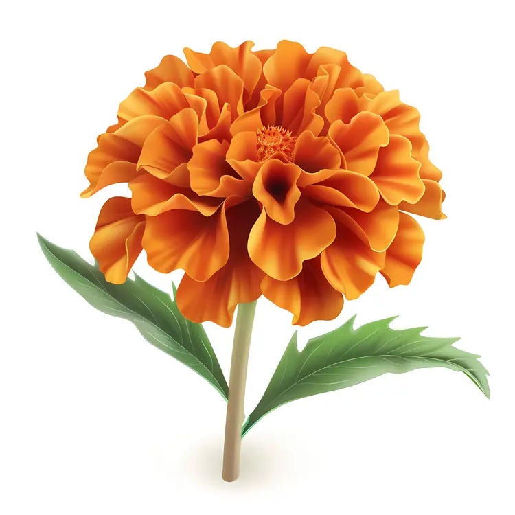 Blooming Orange Flower with Green Leaves
