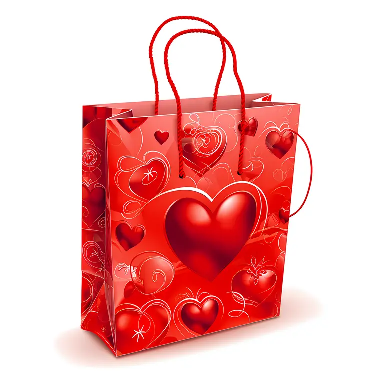 Red Heart Gift Bag for Valentine's Day