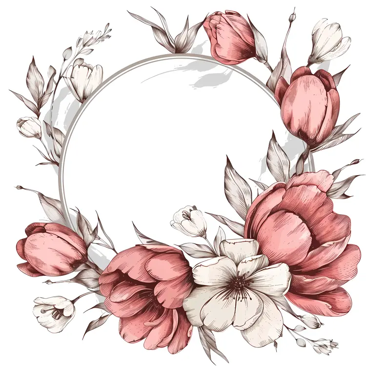Floral Wreath with Pink and White Flowers