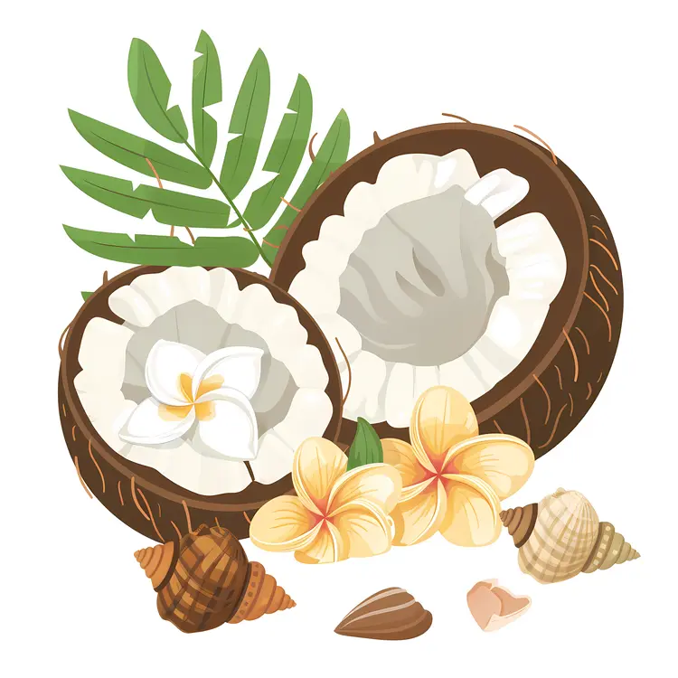 Coconut and Flowers with Shells