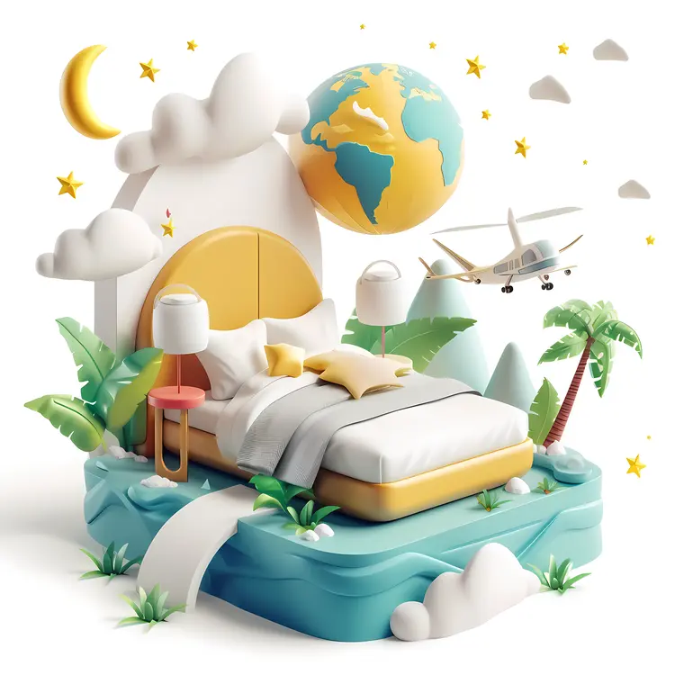 Dreamy Bedtime Illustration with Moon and Stars