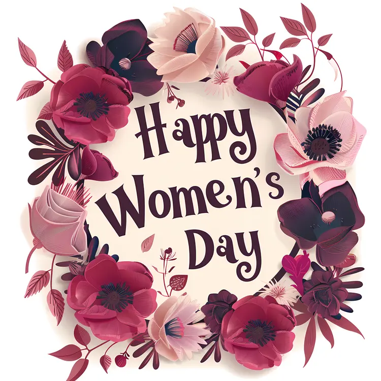 Floral wreath for Women's Day greeting