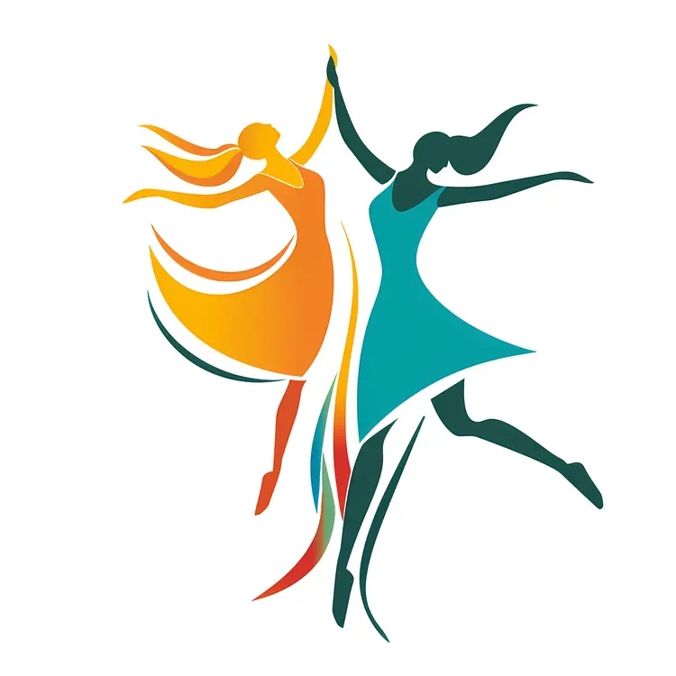Abstract Dancing Figures in Colorful Design
