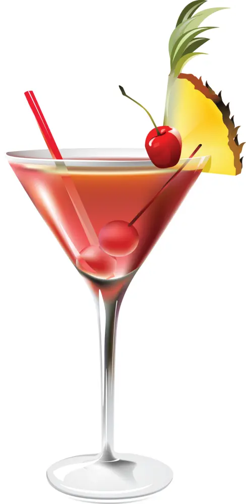 Tropical Cocktail with Cherry and Pineapple