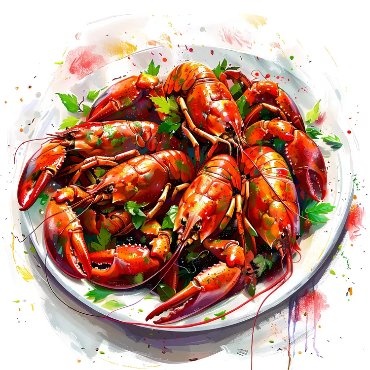 Cooked Crawfish on Plate