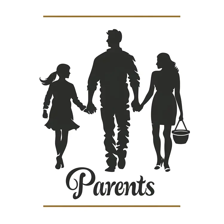 Silhouette of Parents and Child Holding Hands