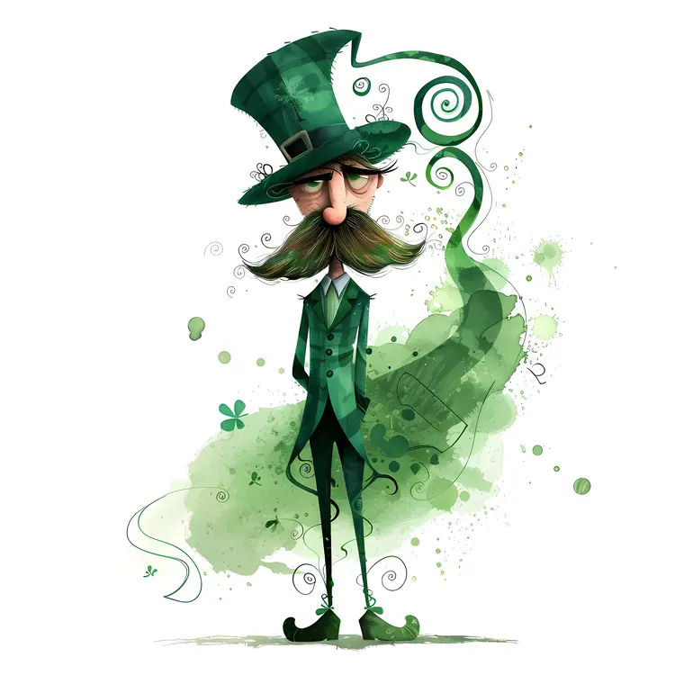 Tall Leprechaun with Green Hat and Mustache