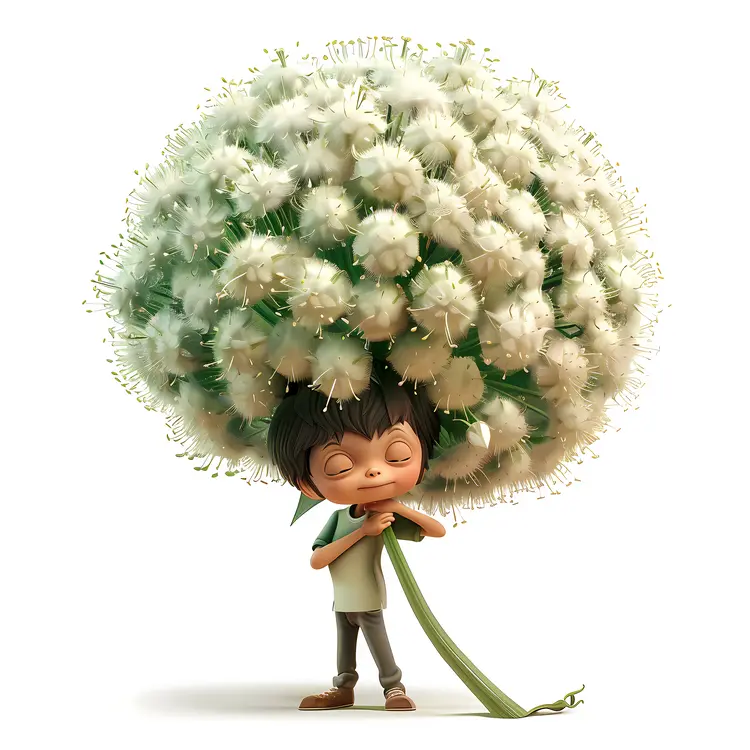 Boy with a Giant Dandelion Bouquet
