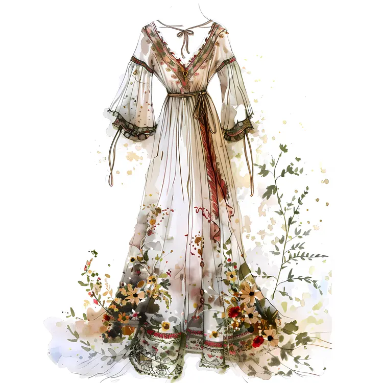 Elegant Floral Dress Illustration