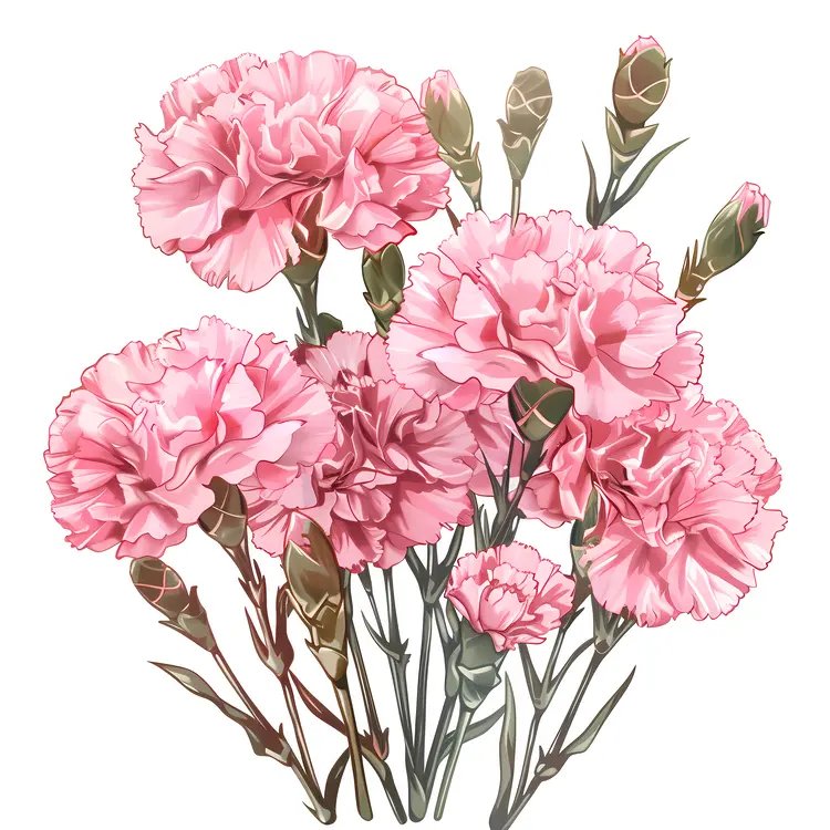 Cluster of Pink Carnations