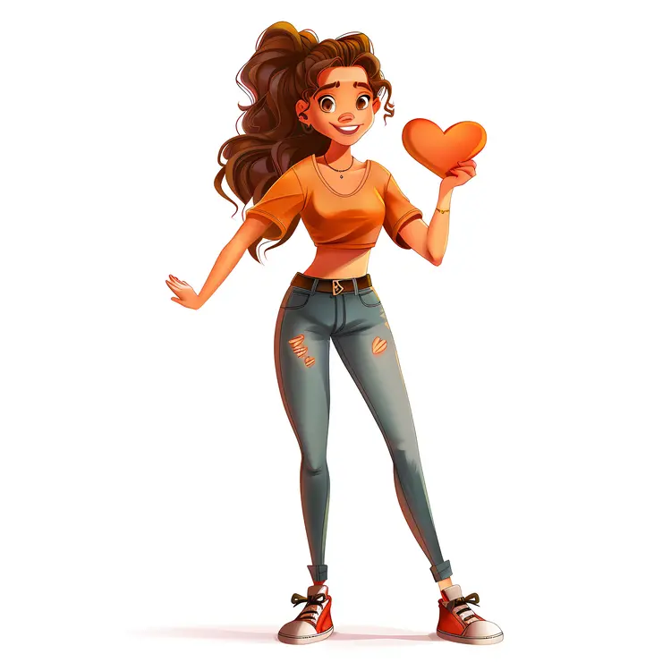 Girl Holding Heart Illustration