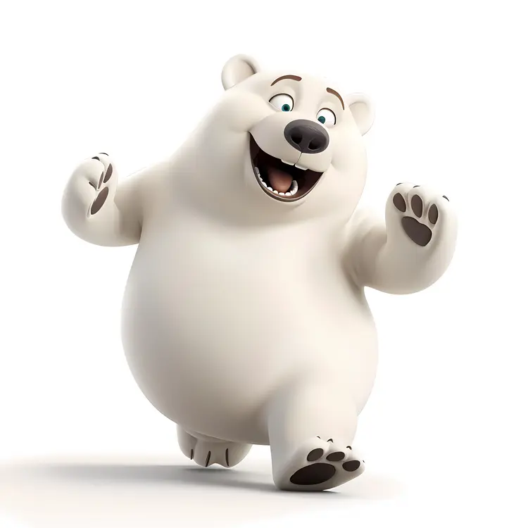 Joyful Walking Polar Bear Cartoon