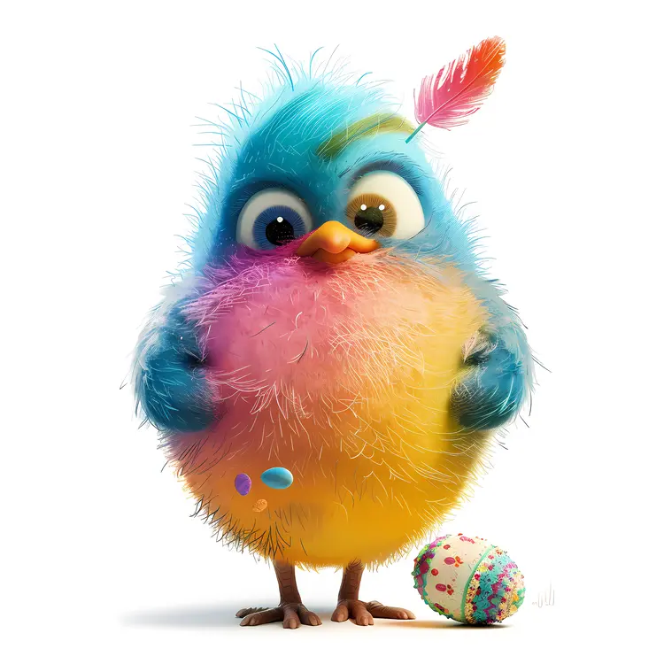 Colorful Chick with Easter Egg