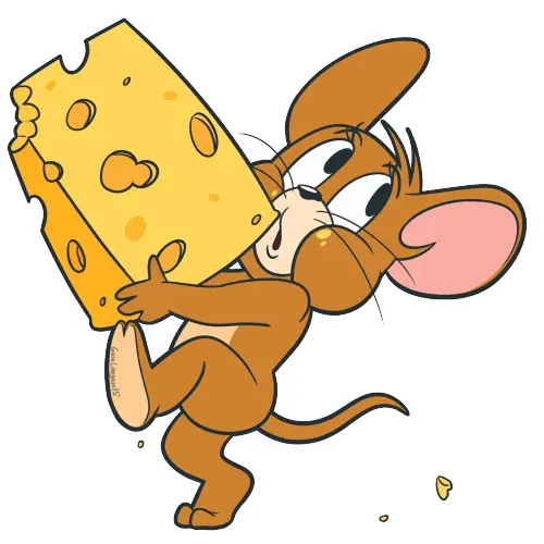 Cute Brown Mouse Holding Cheese