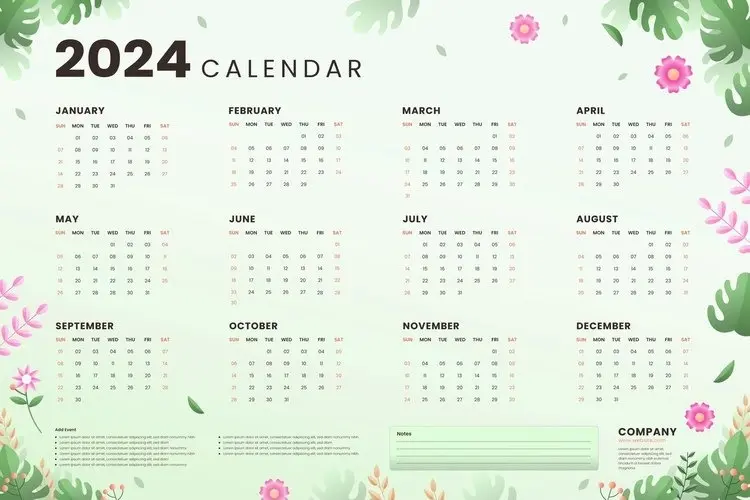 2024 Calendar with Nature Design