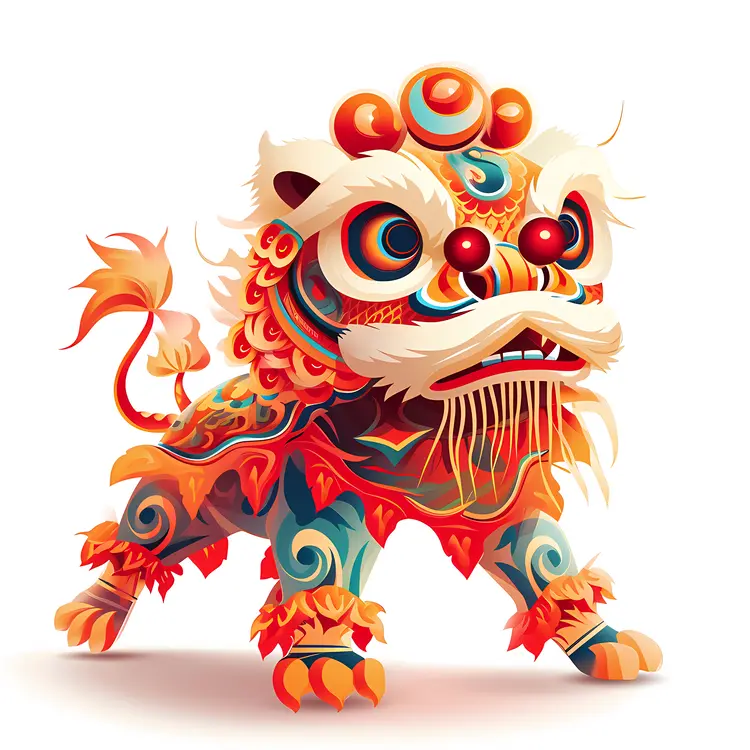 Colorful Lion Dance Costume for Chinese New Year